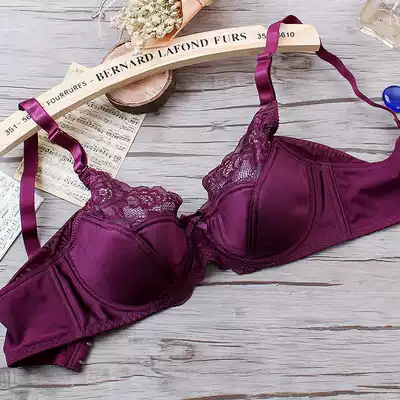 Comfortable gathering with steel ring bra spring and summer new lace adjustable shoulder strap women's bra adjustable underwear large size