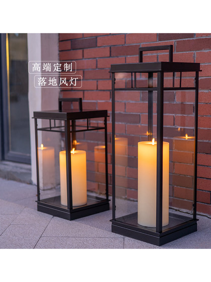定制落地金属风灯摆件户外庭院装饰蜡烛台灯简约欧式玻璃烛台灯