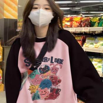 American heavyweight oversize cotton retro sweatshirt for women