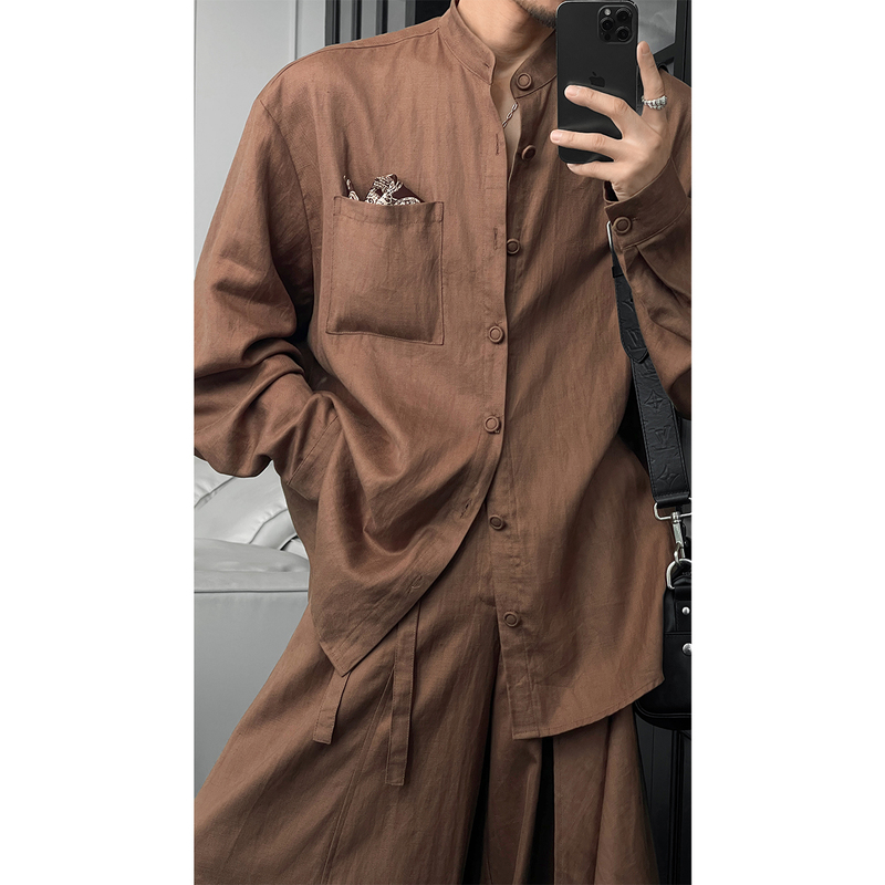 Longdodo 2026 Summer New Product Old Money Style Lazy and Relaxed Simple High-End Fashion Set Long-Sleeved Shirt and Pants