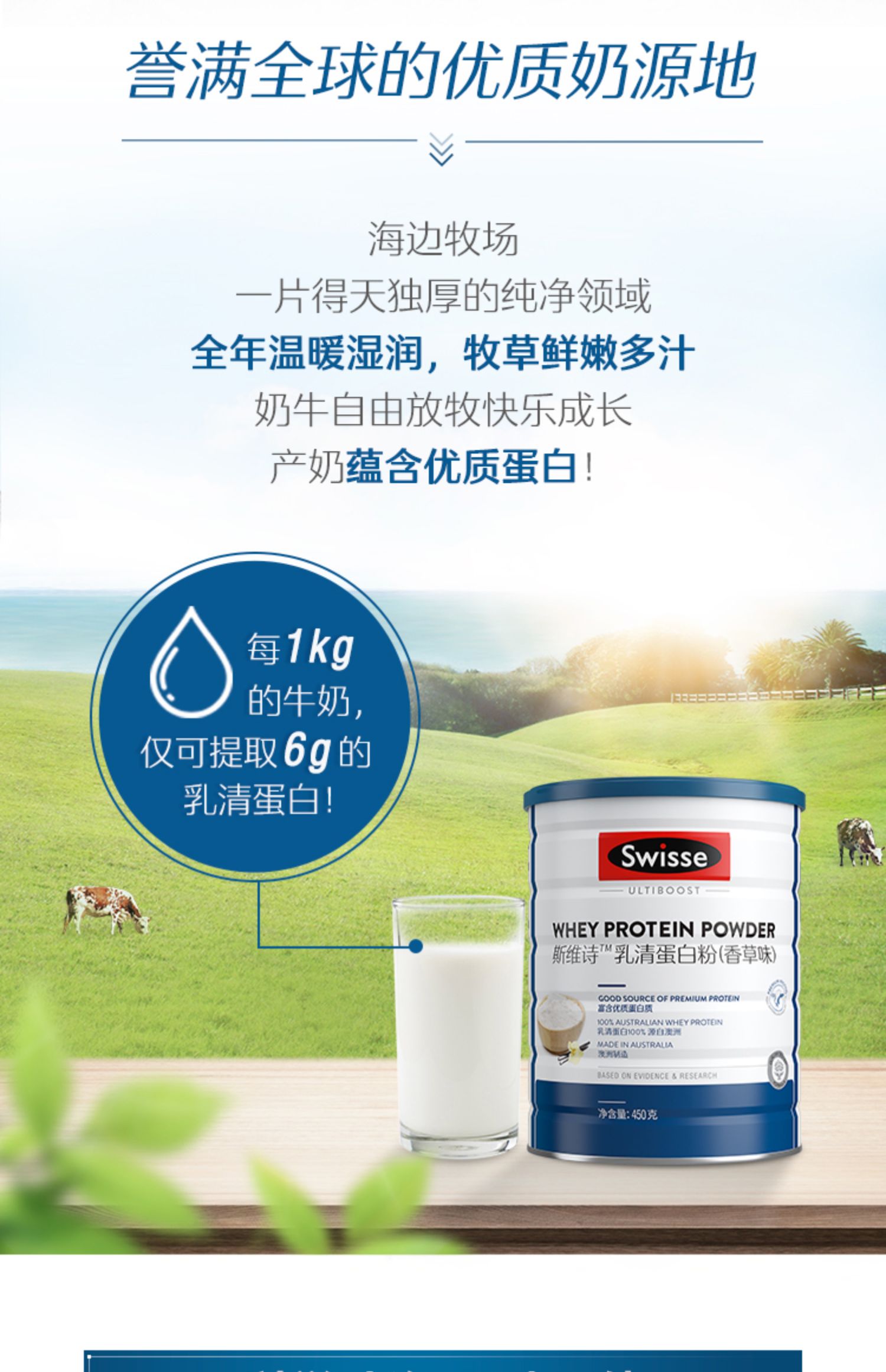 【热巴同款】Swisse斯维诗乳清蛋白粉450g