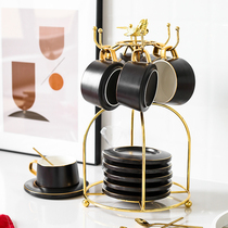 European matte gold-edged coffee cup set home simple ceramic Afternoon Tea Flower tea cup with saucer spoon cup holder