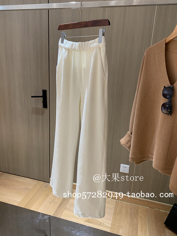 Du's Cinnamon Powder! Twill Velvet with Salt-Shrink Process~ Slimming High-Elastic Knit Corduroy Straight-Leg Pants