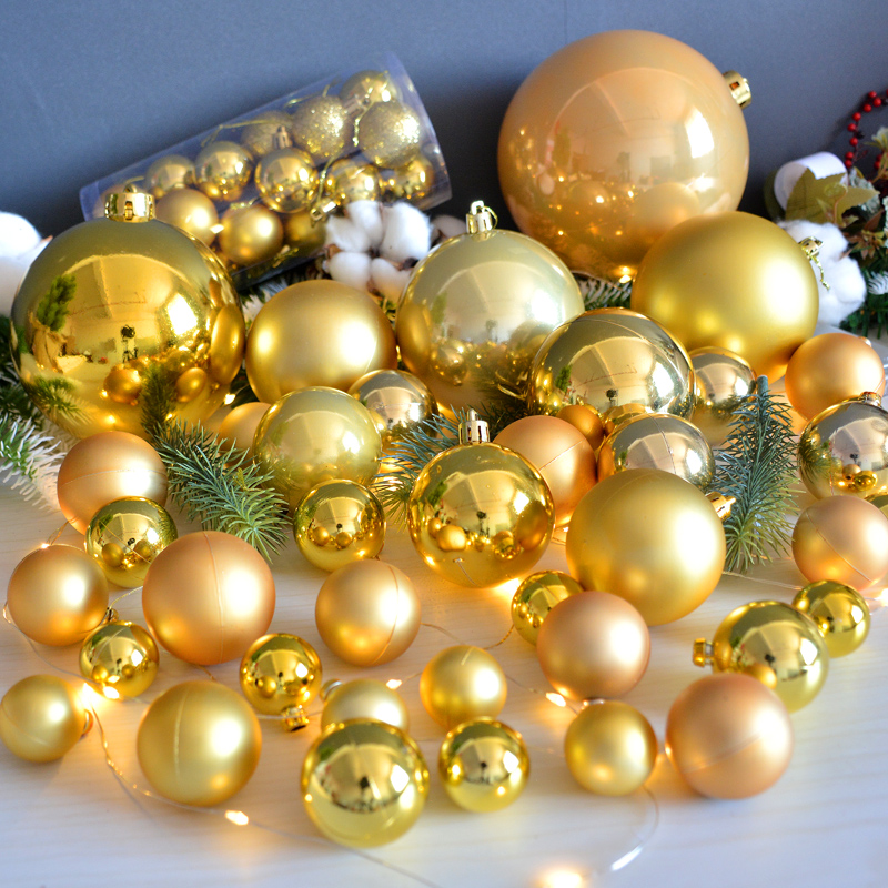 Domain silk Christmas ball Golden series Bright matte pearl window decoration ball 6-50cm new crystal snowflake ball