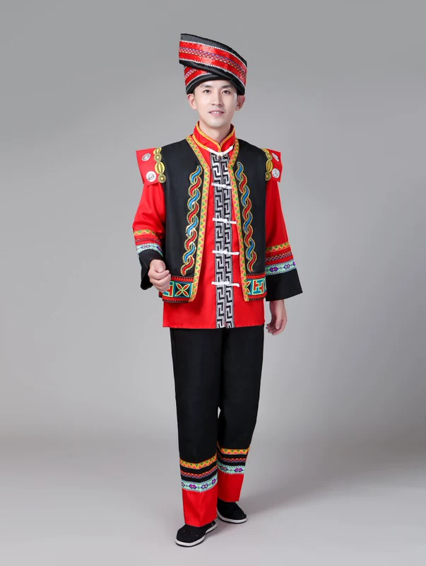 Trang phục Miao mới, trang phục biểu diễn thiểu số nam, Tujia Yao Zhuang, người Đại, quần áo hiệu suất