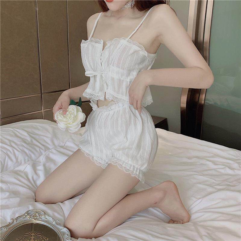Harness Sleepwear Woman Summer Charming Sexy Suit White Mesh Red Seductive Cute Student Korean Version Little Subs Home Clothes