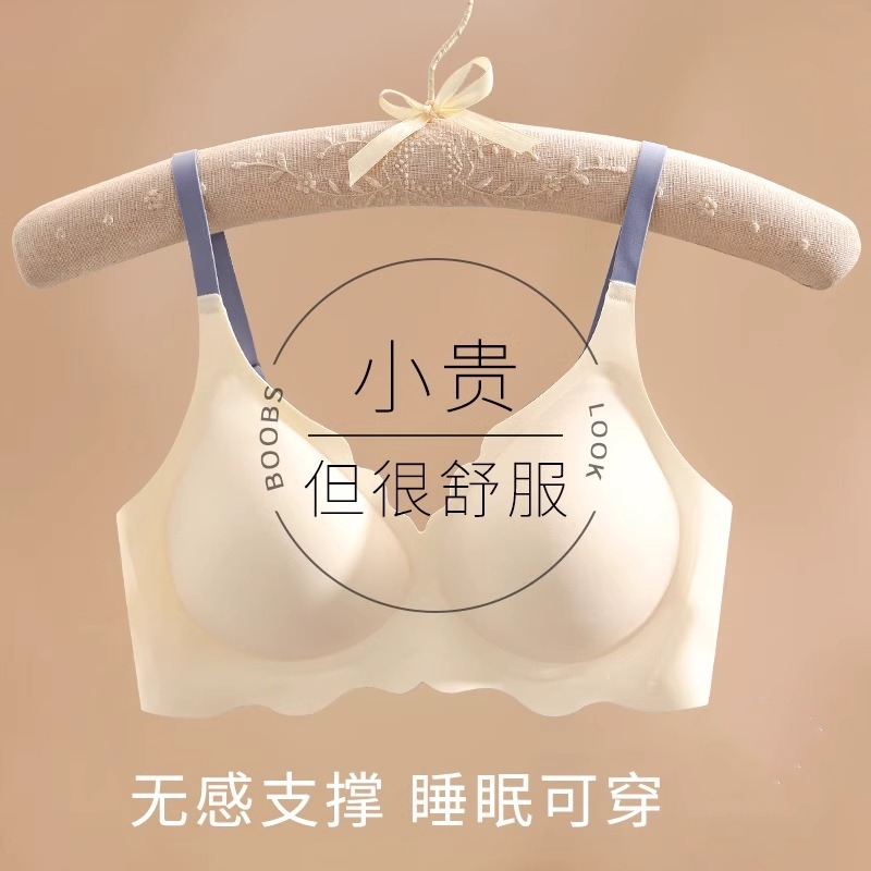 Victoria Small Bust Push-Up Bra for Women, Wireless Bra with Lifting Jelly Strips, Thin Top and Thick Bottom, Seamless Bra