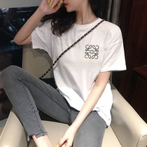 Korea 2021 Spring Summer Tide Brand Classic Embroidery T-shirt Cotton Loose Men and Women Short Sleeve Lovers t Star Same Short Sleeve