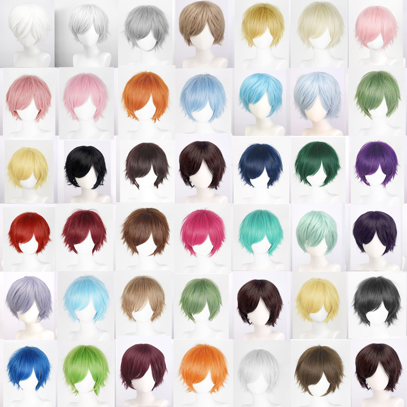 Rose Net 30cm Anime Universal Cos Reverse Curling Face-Slimming Short Hair Hairpiece, Hair Girl Style Multi-Color Hairpiece