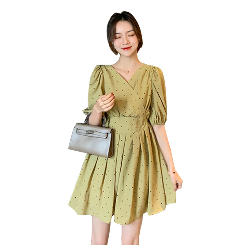 2020 mới xia Pháp Vintage Vintage Hepburn bong bóng gió dây đeo tay trở lại Bow sóng dot váy phụ nữ chuyên nghiệp