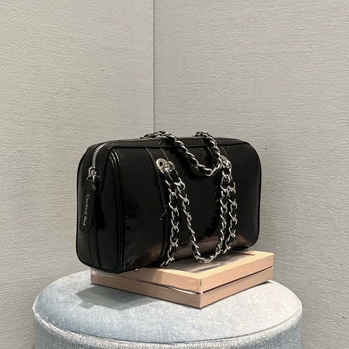 Серебряная сумка через плечо с бантиком, бостонская сумка, в стиле Шанель