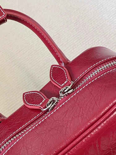 Красная демисезонная бостонская сумка, кожаная барсетка, сумка на одно плечо, Южная Корея, воловья кожа