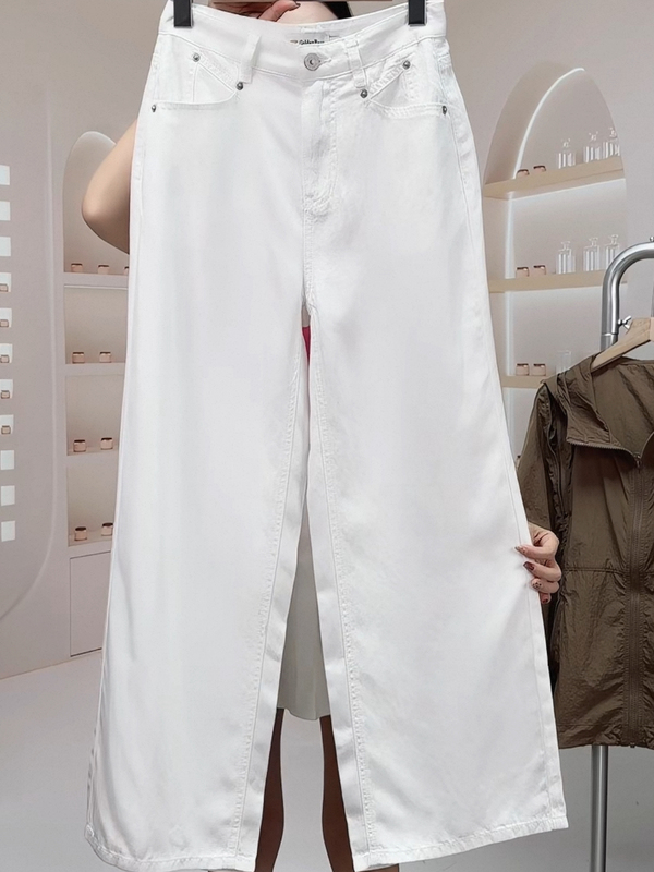 Go White Pure Lyocell Fabric Summer Straight-Leg Jeans