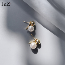 Design sense niche metal retro Pearl earrings female sterling silver needle temperament earrings 2021 New Tide earrings