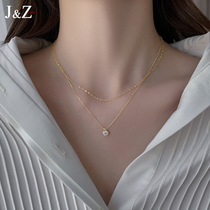 Plated 14K gold double necklace female niche design sense choker 2021 New sweater chain accessories chain