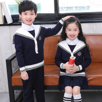 Kindergarten garden clothes spring and autumn clothes British Navy style childrens cotton class clothes Primary and secondary school students school uniform set Autumn and winter clothes
