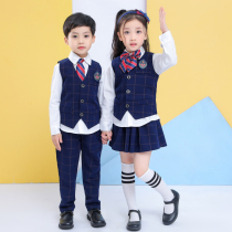 Kindergarten garden clothes spring and autumn clothes British College style childrens class clothes vest Korean version of primary school school uniforms spring and autumn suits