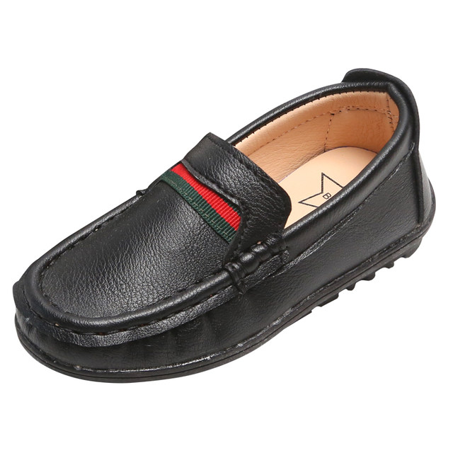 Boys' leather shoes, soft soles, all-match medium and big boys' Doudou shoes Korean version 2021 trendy new children's slip-on casual shoes