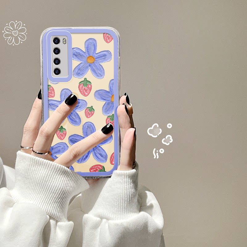 Huawei nova7 mobile phone protection shell nova6 6se pink full screen flowers nova8 7pro 7pro nova5i nova5i 5pro full package anti-fall nova4e net