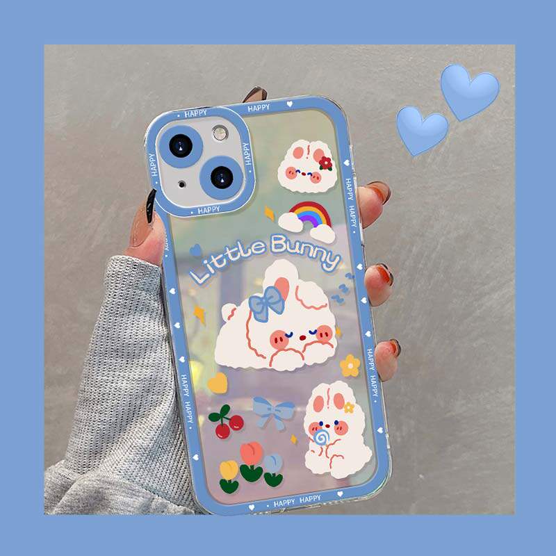 Apple 13pro mobile phone protection shell woman iphone12 11 pro transparent ultra-thin xsmax new mini full package 6s anti-fall xsmax pink rabbit radium