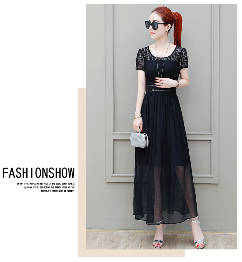 Đầm voan nữ 2019 khí chất nữ phổ biến eo thon giảm béo thời trang cao cấp 30 - 40 váy - Váy eo cao váy xòe bó eo	