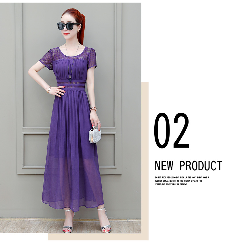 Đầm voan nữ 2019 khí chất nữ phổ biến eo thon giảm béo thời trang cao cấp 30 - 40 váy - Váy eo cao váy xòe bó eo	