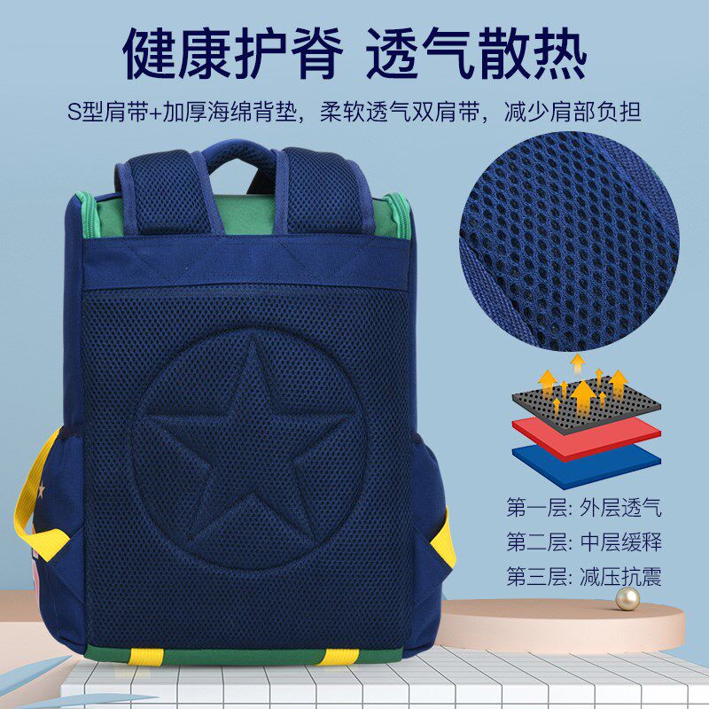 Kindergarten school bag set for elementary school boy's male 12 third-sixth grade double shoulder bag decompression ultra-light customizable logo
