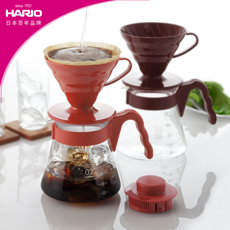 HARIO Imported heat-resistant glass drip filter set V60 hand-brewed filter cup Coffee cloud pot Coffee appliance VCSD