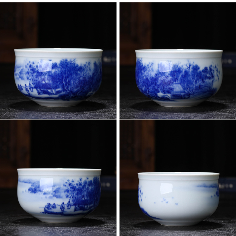 Offered home - cooked maintain fire hand - made of blue and white porcelain tea cups in jingdezhen porcelain bowl is pure manual tea sample tea cup