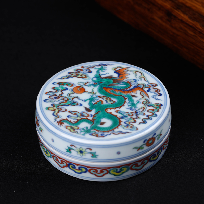 Offered home - cooked in jingdezhen ceramic ink pad jewelry box pure manual bucket color porcelain stationery furnishing articles blue and white porcelain decoration