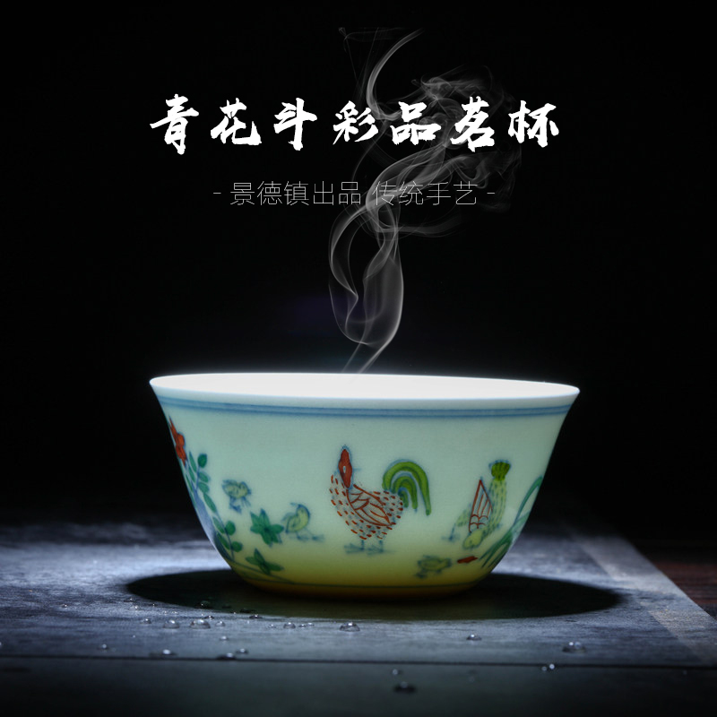 Cup of jingdezhen tea service offered home - cooked chicken in blue and white color bucket cylinder hand - made ceramic bowl is hand - made tea cups sample tea Cup