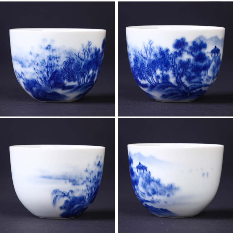 Offered home - cooked maintain fire hand - made of blue and white porcelain tea cups in jingdezhen porcelain bowl is pure manual tea sample tea cup