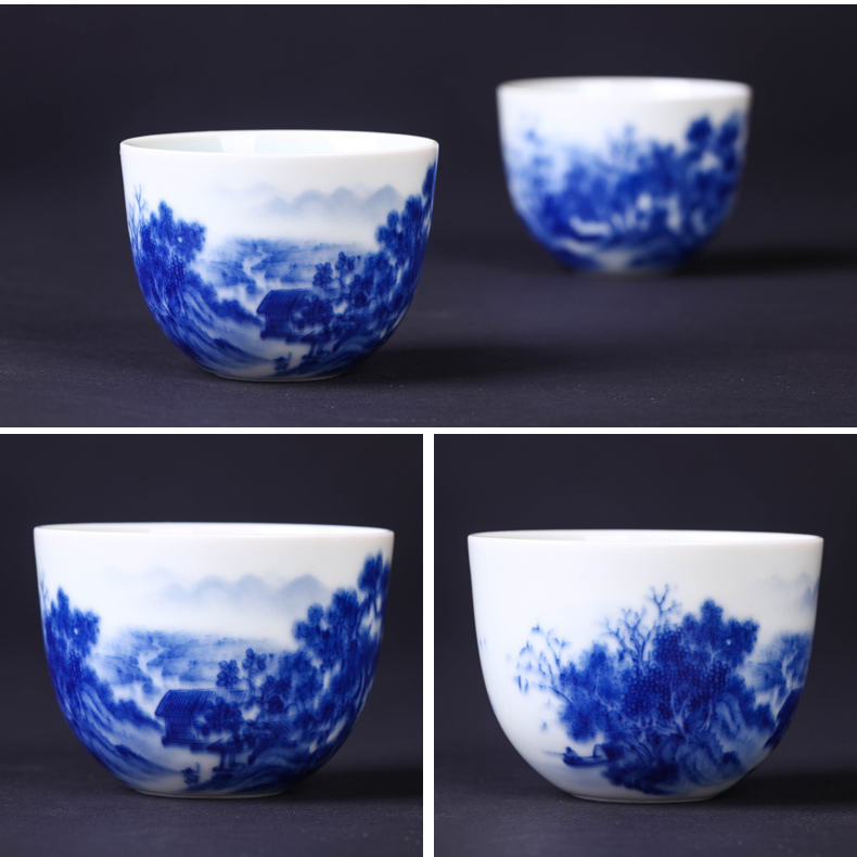 Offered home - cooked maintain fire hand - made of blue and white porcelain tea cups in jingdezhen porcelain bowl is pure manual tea sample tea cup