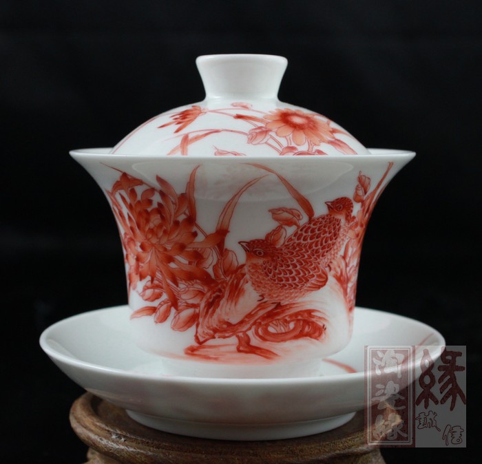 Offered home - cooked hand archaize of famille rose porcelain in jingdezhen tea tureen "live" pu - erh tea gifts