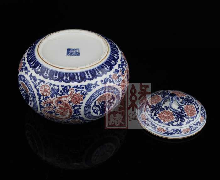 Hand antique pottery and porcelain of jingdezhen porcelain tea caddy fixings ceramic blue and white porcelain tea pot storage tank