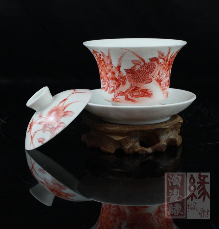 Offered home - cooked hand archaize of famille rose porcelain in jingdezhen tea tureen "live" pu - erh tea gifts