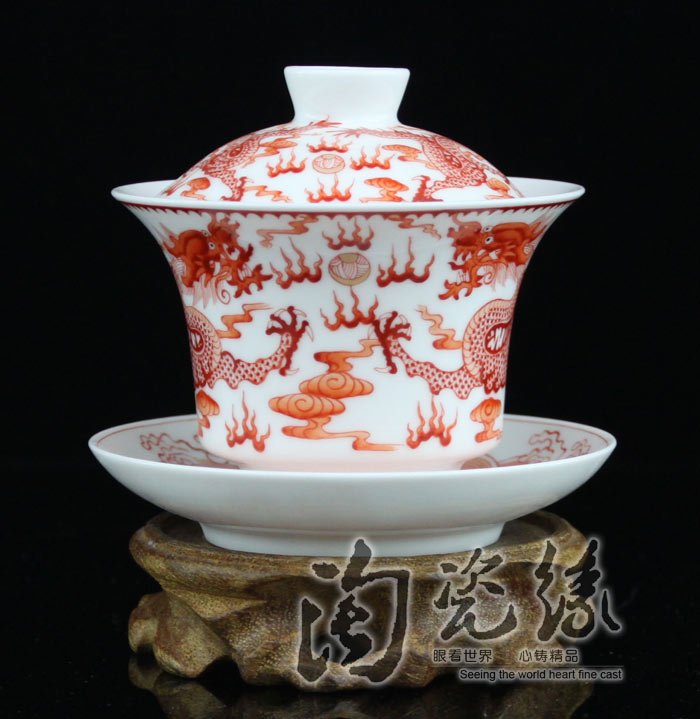 Offered home - cooked in jingdezhen porcelain tea tureen hand - made of hand - made famille rose bowl is only three cup teapot