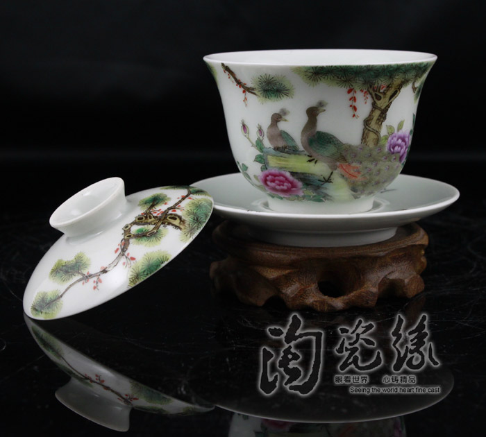 Jingdezhen Offered home - cooked r g hand - made colored enamel blue glaze porcelain tea tureen three cup with a silver spoon in its ehrs expressions using the and 】 【 taking