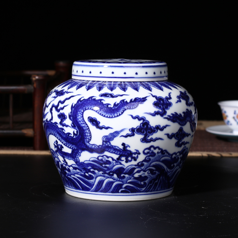 Offered home - cooked in jingdezhen blue and white porcelain tea set manually caddy fixings canister storage jar jar day word canister