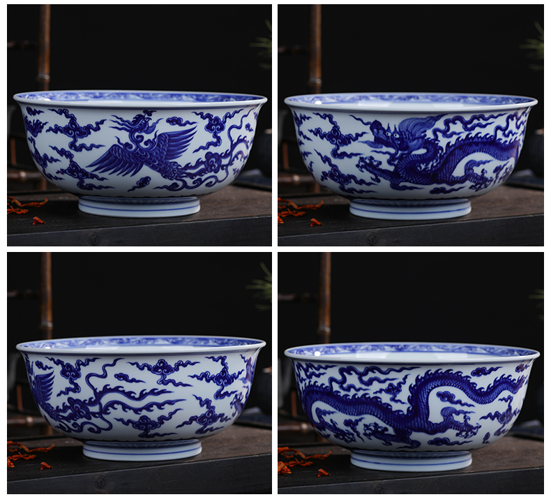 Offered home - cooked in jingdezhen blue and white porcelain bowls hand - made porcelain decoration checking ceramic bowl large bowl furnishing articles 10 inch rainbow such use