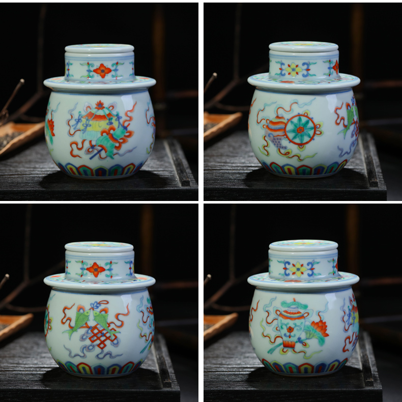 Offered home - cooked hand - made of blue and white porcelain in jingdezhen porcelain tea caddy fixings storehouse tea service manual ceramic tea storage jar