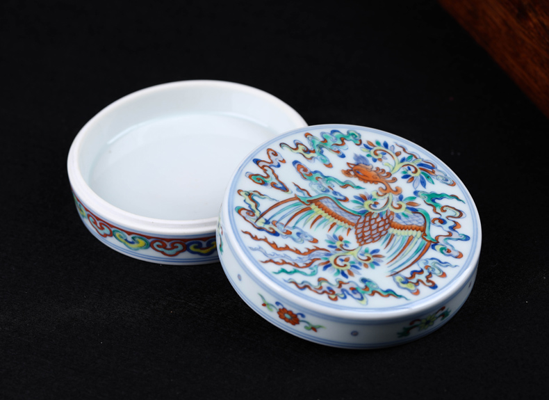 Offered home - cooked in jingdezhen ceramic ink pad jewelry box pure manual bucket color porcelain stationery furnishing articles blue and white porcelain decoration