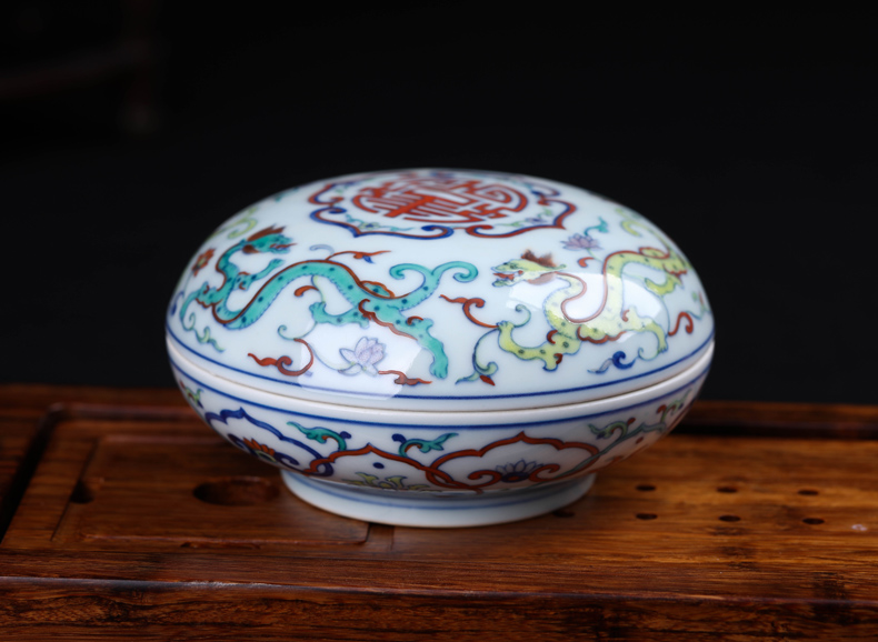 Offered home - cooked in jingdezhen ceramic ink pad jewelry box pure manual bucket color porcelain stationery furnishing articles blue and white porcelain decoration