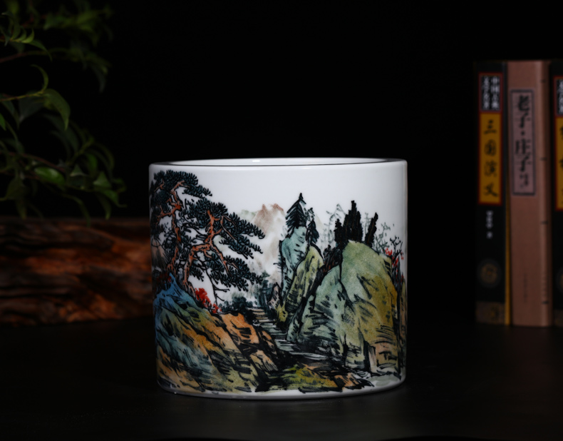 Offered home - cooked in jingdezhen porcelain stationery pen container YuJinChang checking ceramic four furnishing articles hand - made five bride price collection