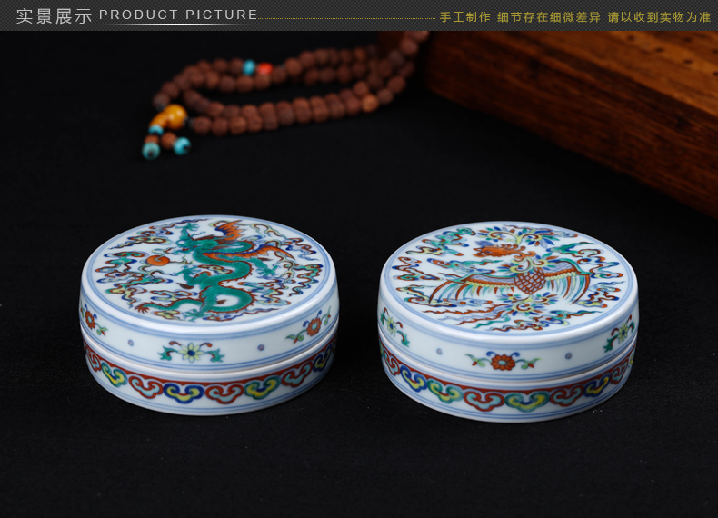 Offered home - cooked in jingdezhen ceramic ink pad jewelry box pure manual bucket color porcelain stationery furnishing articles blue and white porcelain decoration