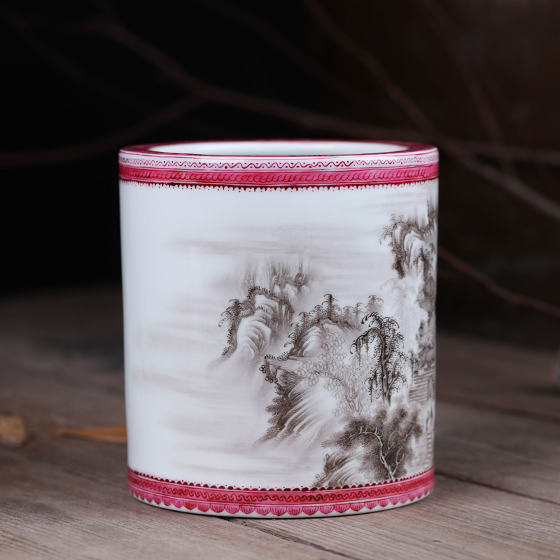 Offered home - cooked brush pot stationery furnishing articles in the manual "four appliance hand - made ceramic famille rose decoration art household act the role ofing is tasted