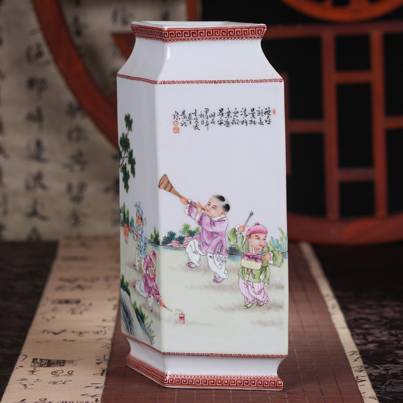 Offered home - cooked in jingdezhen hand - made famille rose porcelain vase checking ceramic art furnishing articles flowers sitting room adornment