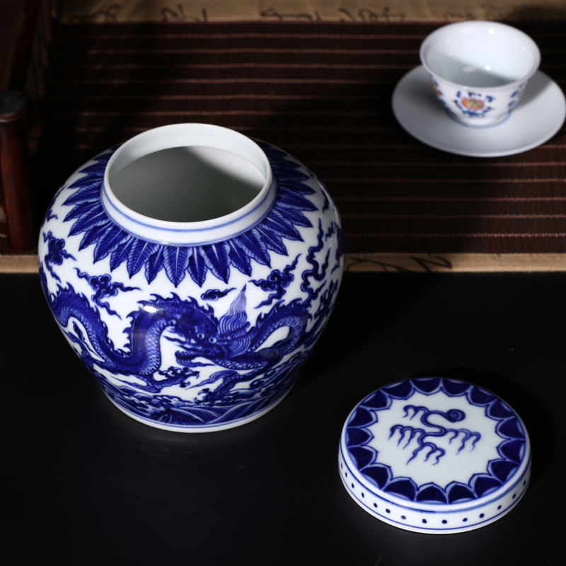 Offered home - cooked in jingdezhen blue and white porcelain tea set manually caddy fixings canister storage jar jar day word canister