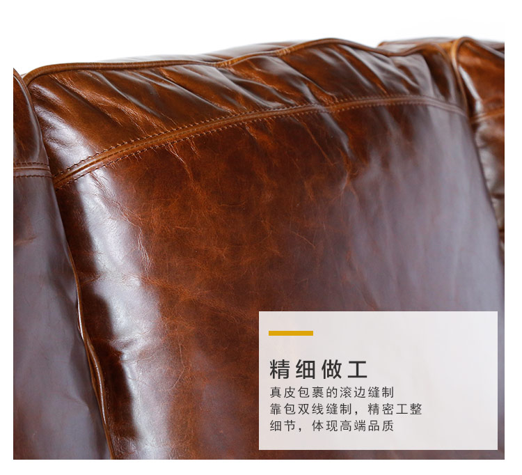 Sofa da retro của Mỹ Ý nhập khẩu dầu sáp nặng phòng khách da kết hợp sofa ba người xuống - Ghế sô pha mẫu sofa gỗ đẹp