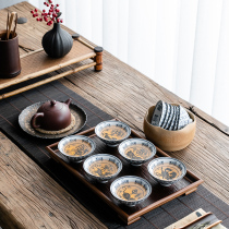 Ceramic kung fu blue and white bucket hats tea master Tea Cup twelve Zodiac Japanese single Cup imitation hand-painted retro home